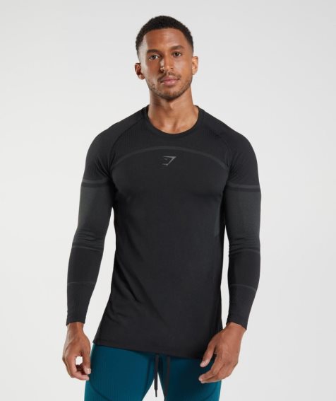 Koszulki Gymshark 315 Long Sleeve Męskie Czarne | PL 485QYB